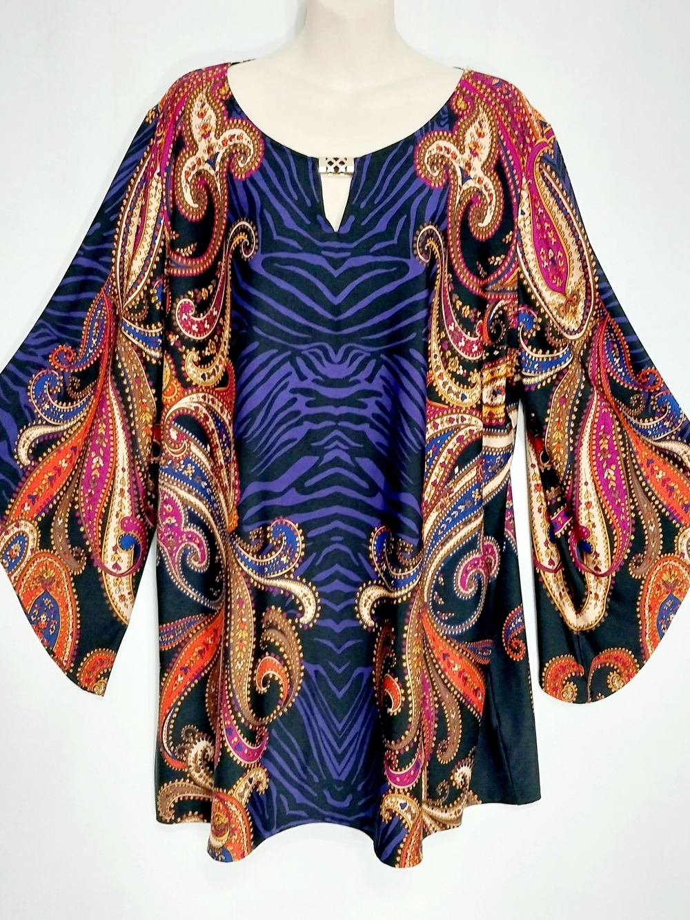 🔵BOGO FREE🔵Melissa Paige Woman Top Mini Dress? Boho Paisley Flare Sleeve Sz 2X